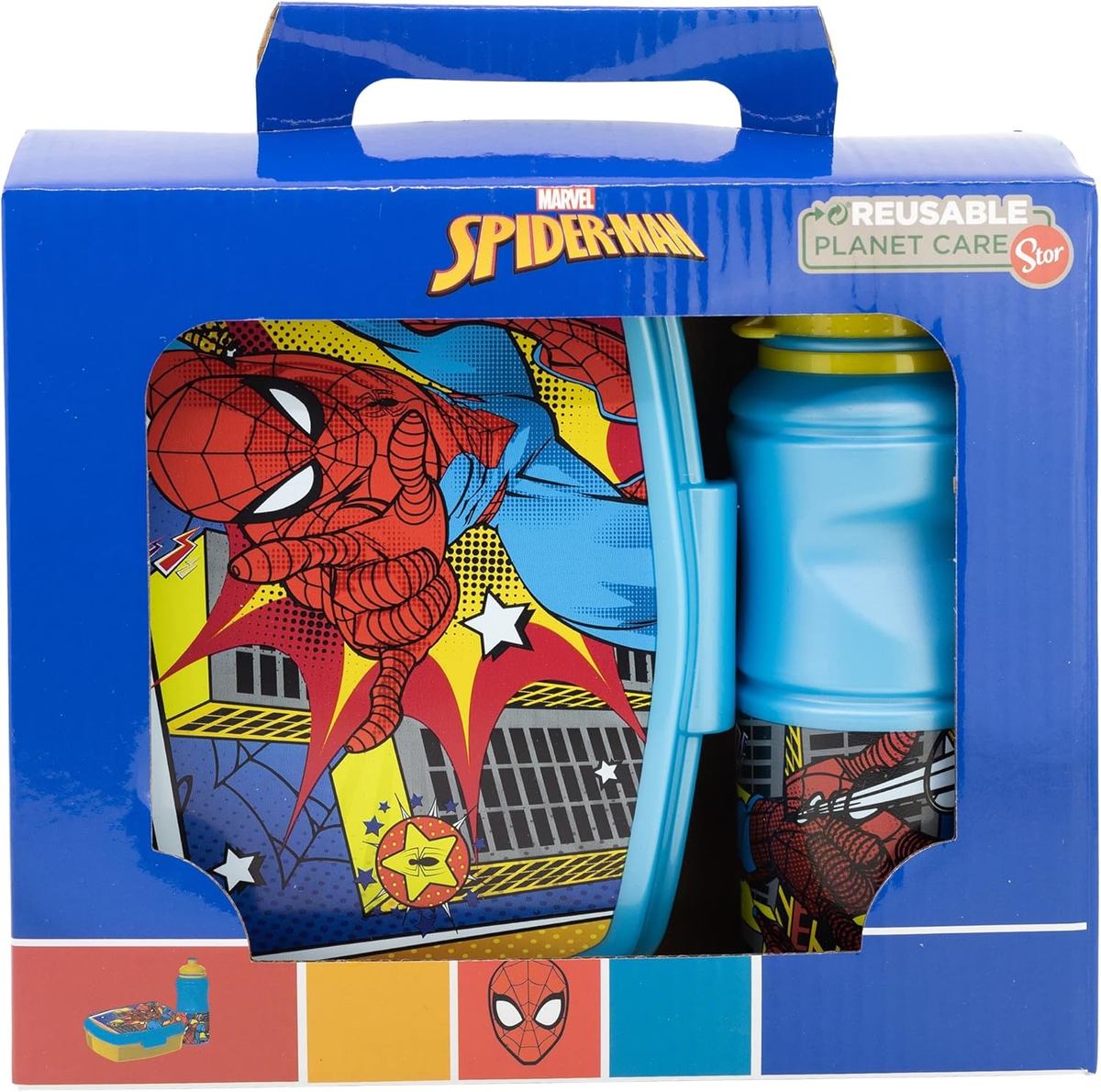 Set Pranzo Spiderman MARVEL 2 Pezzi Borraccia 400 Ml Portamerenda - St74773