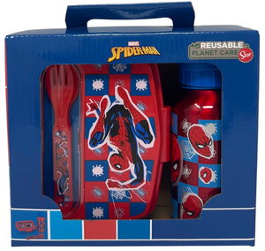 Set Pranzo Spiderman MARVEL 2 Pezzi Borraccia in Alluminio e Portamerenda con Posate - St74763
