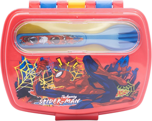 Portamerenda con Posate Spiderman Mervel Forchetta e Cucchiaio Contenitore Portapranzo - St83509