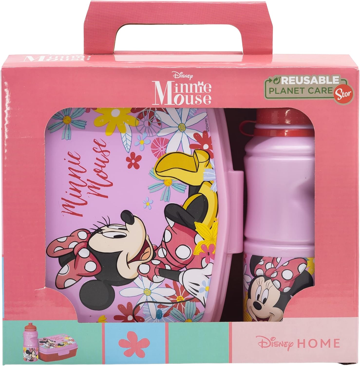 Set Pranzo Minnie DISNEY 2 Pezzi Borraccia 400 Ml Portamerenda - St74473
