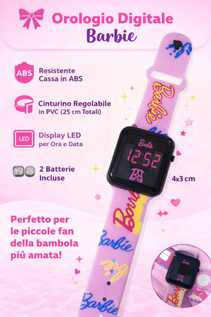 Orologio a LED Barbie Mattel da Polso Digitale con Cinturino Regolabile - Gnt36br