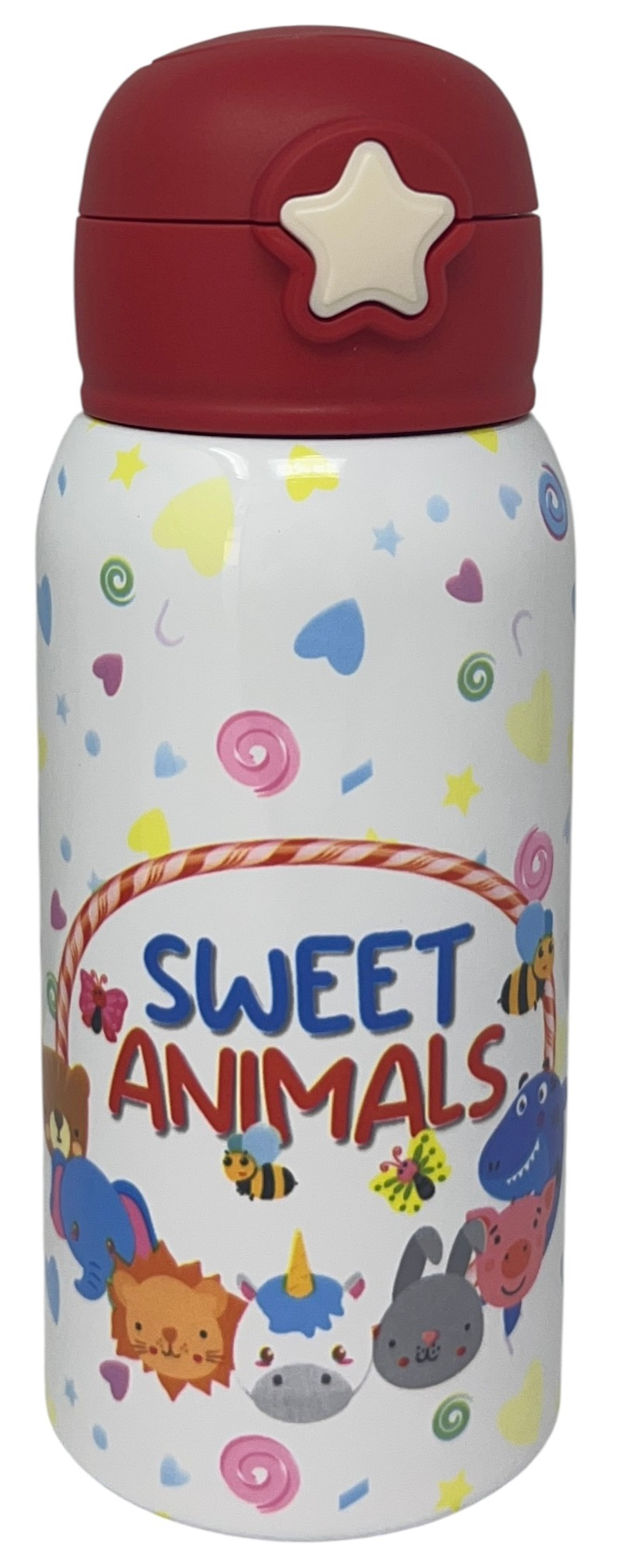 Borraccia Termica con Cannuccia Sweet Animals 500 Ml Apertura Automatica - Mpbb06