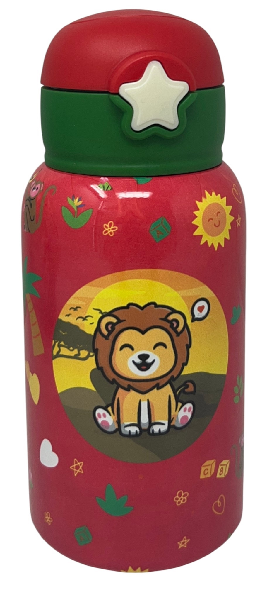 Borraccia Termica con Cannuccia Leoncino 500 Ml Apertura Automatica - Mpbb07