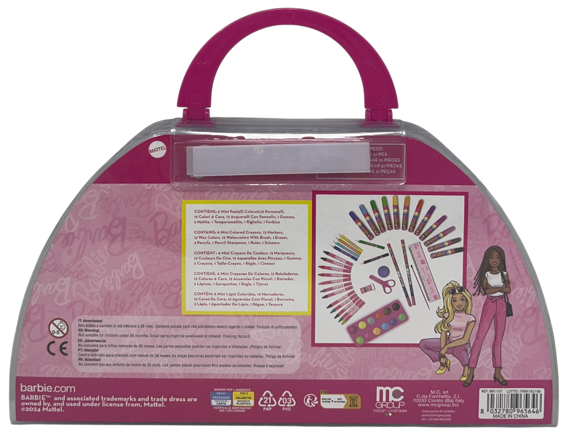 Valigetta Colori Barbie Set Cancelleria 51 Pezzi per Bambini - Br1107