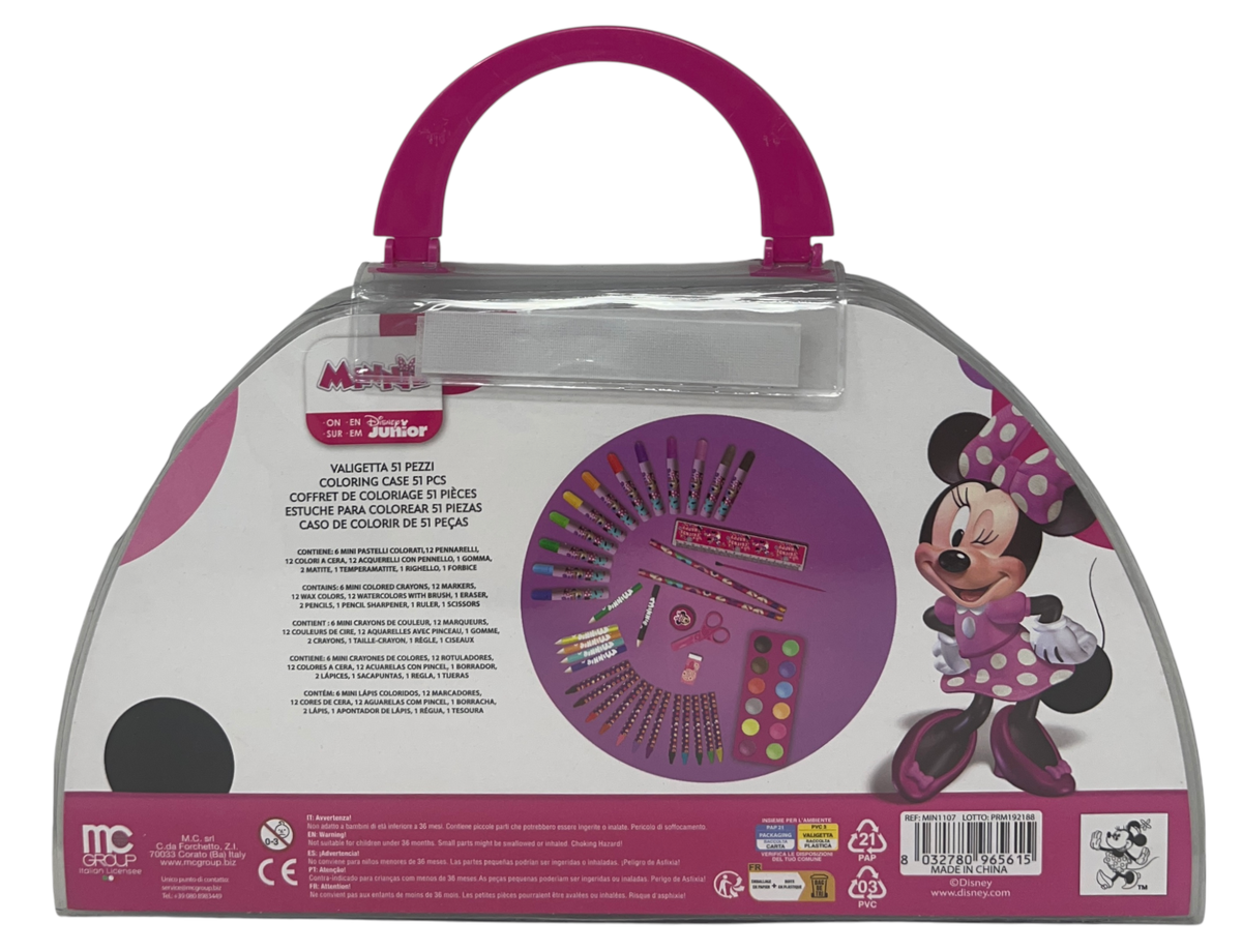 Valigetta Colori Minnie DISNEY Set Cancelleria 51 Pezzi per Bambini - Min1107