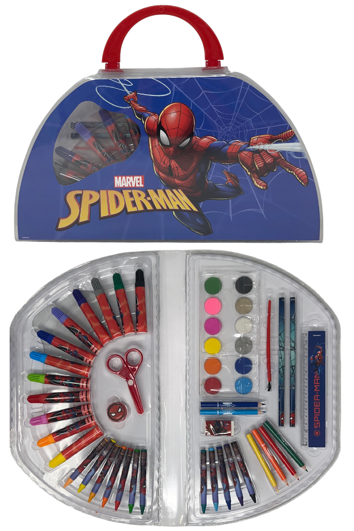 Valigetta Colori Spiderman MARVEL Set Cancelleria 51 Pezzi per Bambini - Sp1107
