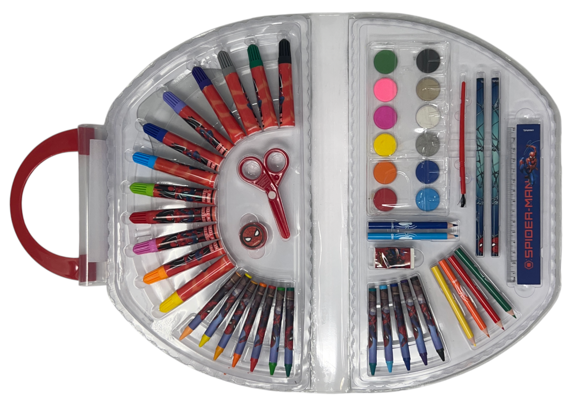 Valigetta Colori Spiderman MARVEL Set Cancelleria 51 Pezzi per Bambini - Sp1107