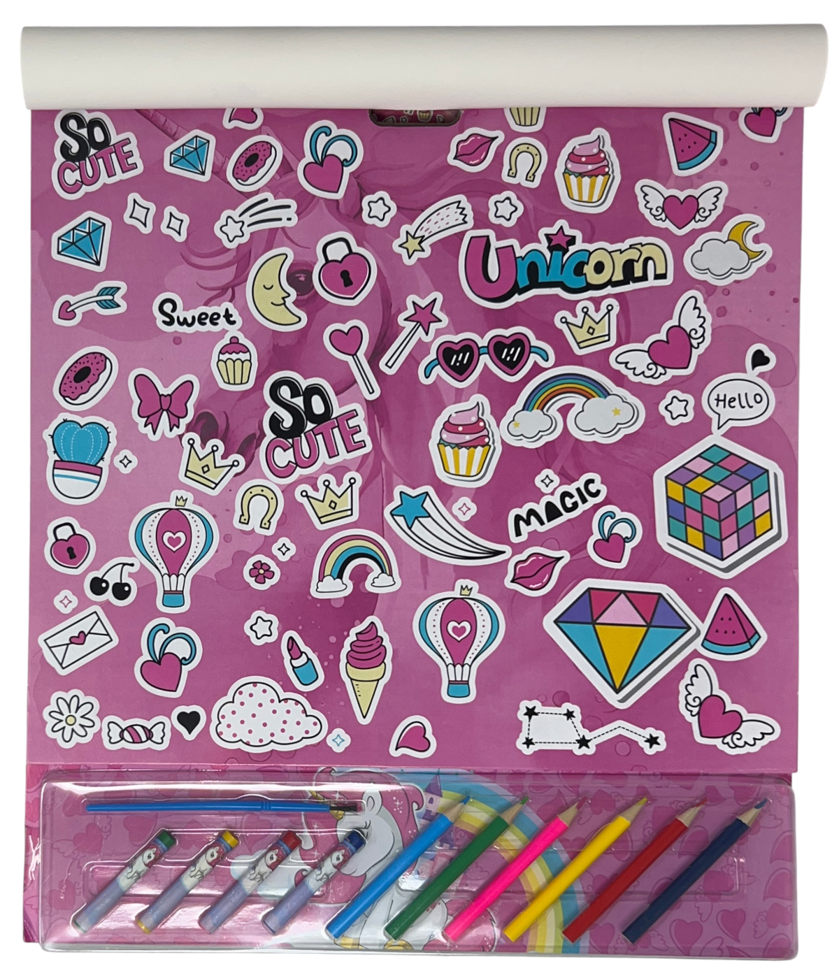 Album da Colorare con Accessori Unicorno 35 Pezzi Disegni Magici Stickers Fogli da Colorare per Bambini - Uni1147