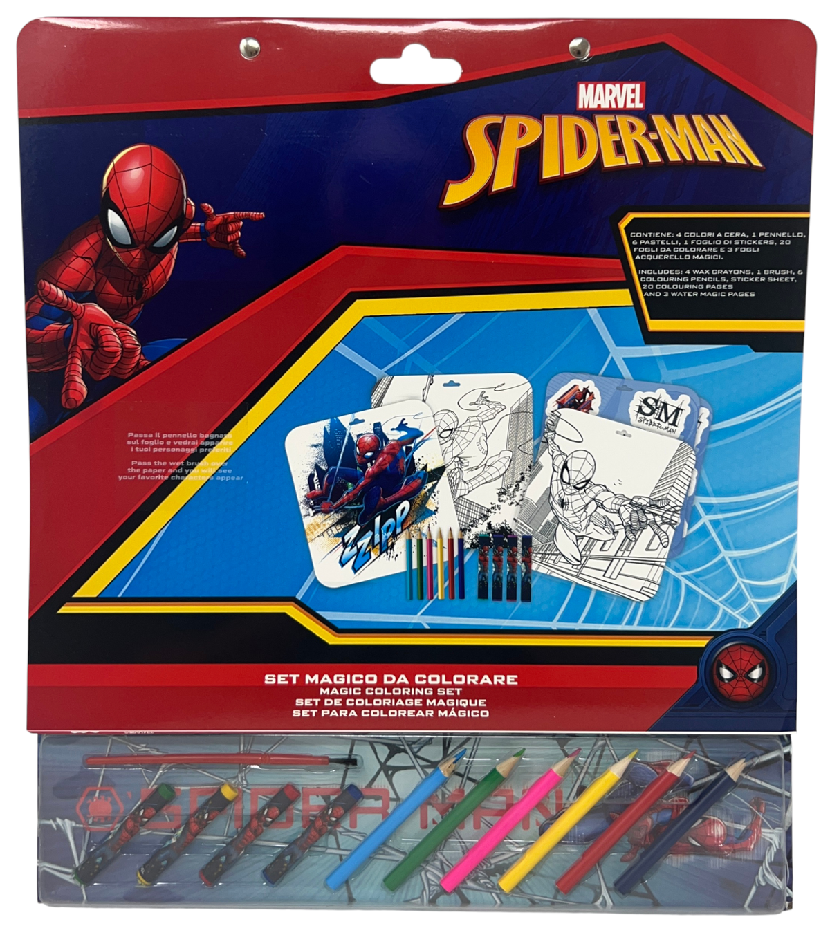 Album da Colorare con Accessori Spiderman MARVEL 35 Pezzi Disegni Magici Stickers Fogli da Colorare per Bambini - Sp1147