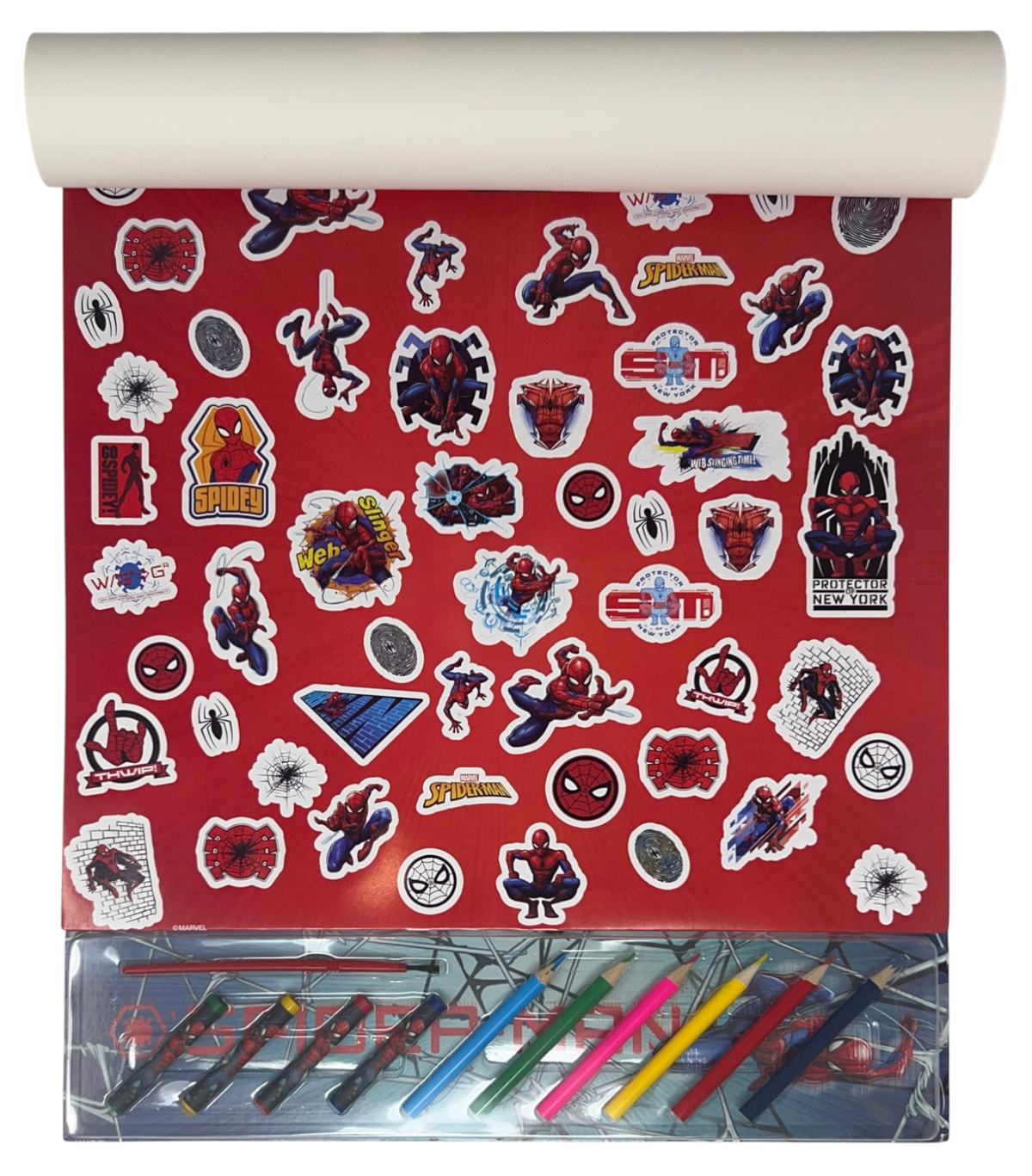 Album da Colorare con Accessori Spiderman MARVEL 35 Pezzi Disegni Magici Stickers Fogli da Colorare per Bambini - Sp1147