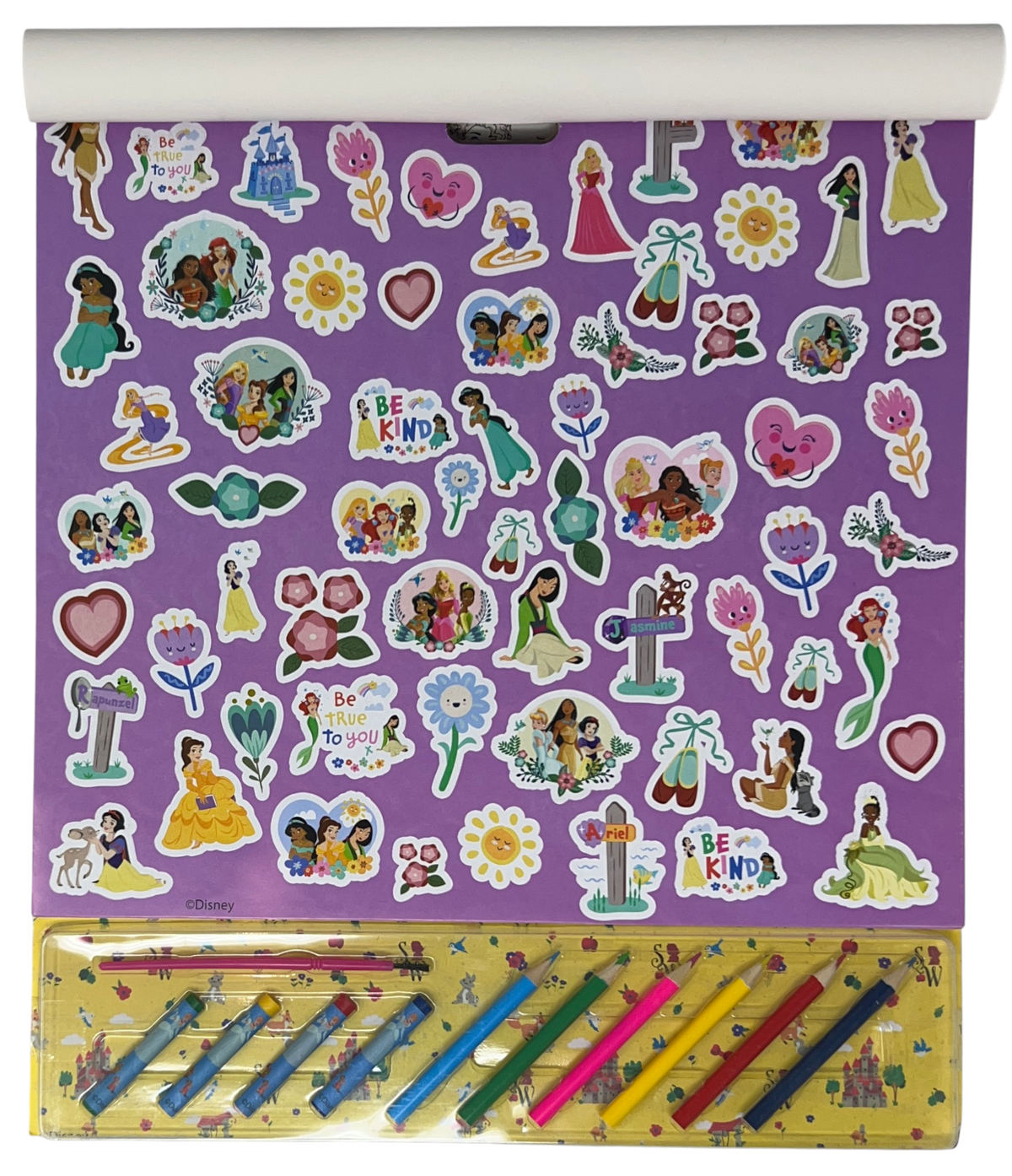 Album da Colorare con Accessori Principesse DISNEY 35 Pezzi Disegni Magici Stickers Fogli da Colorare per Bambini - Pr1147