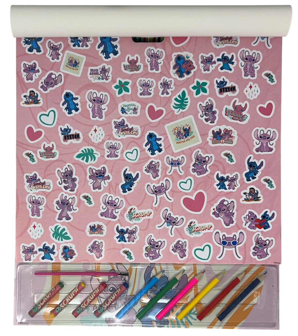 Album da Colorare con Accessori Stitch e Angel DISNEY 35 Pezzi Disegni Magici Stickers Fogli da Colorare per Bambini - Lst1147