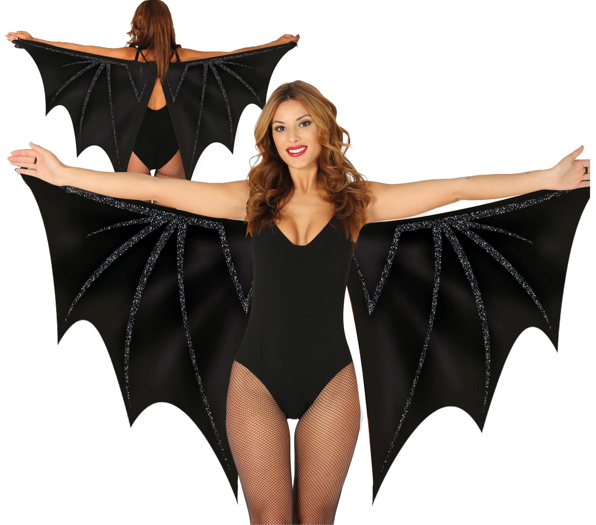 Ali Pipistrello Nere in Tessuto 170 X 80 CM Accessori Travestimento Costume Carnevale Halloween - 16880