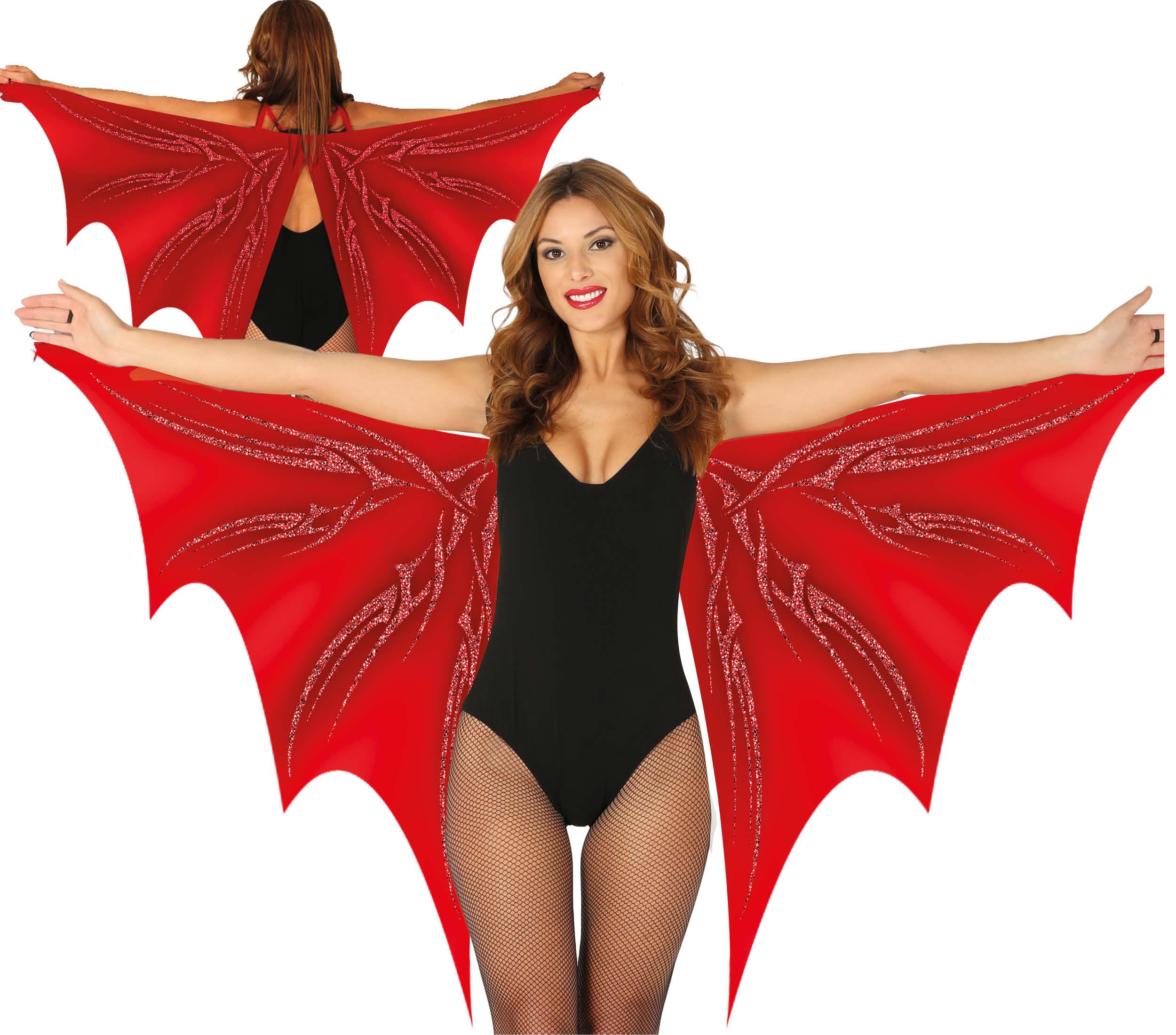 Ali Pipistrello Rosse in Tessuto 170 X 80 CM Accessori Travestimento Costume Carnevale Halloween - 16881