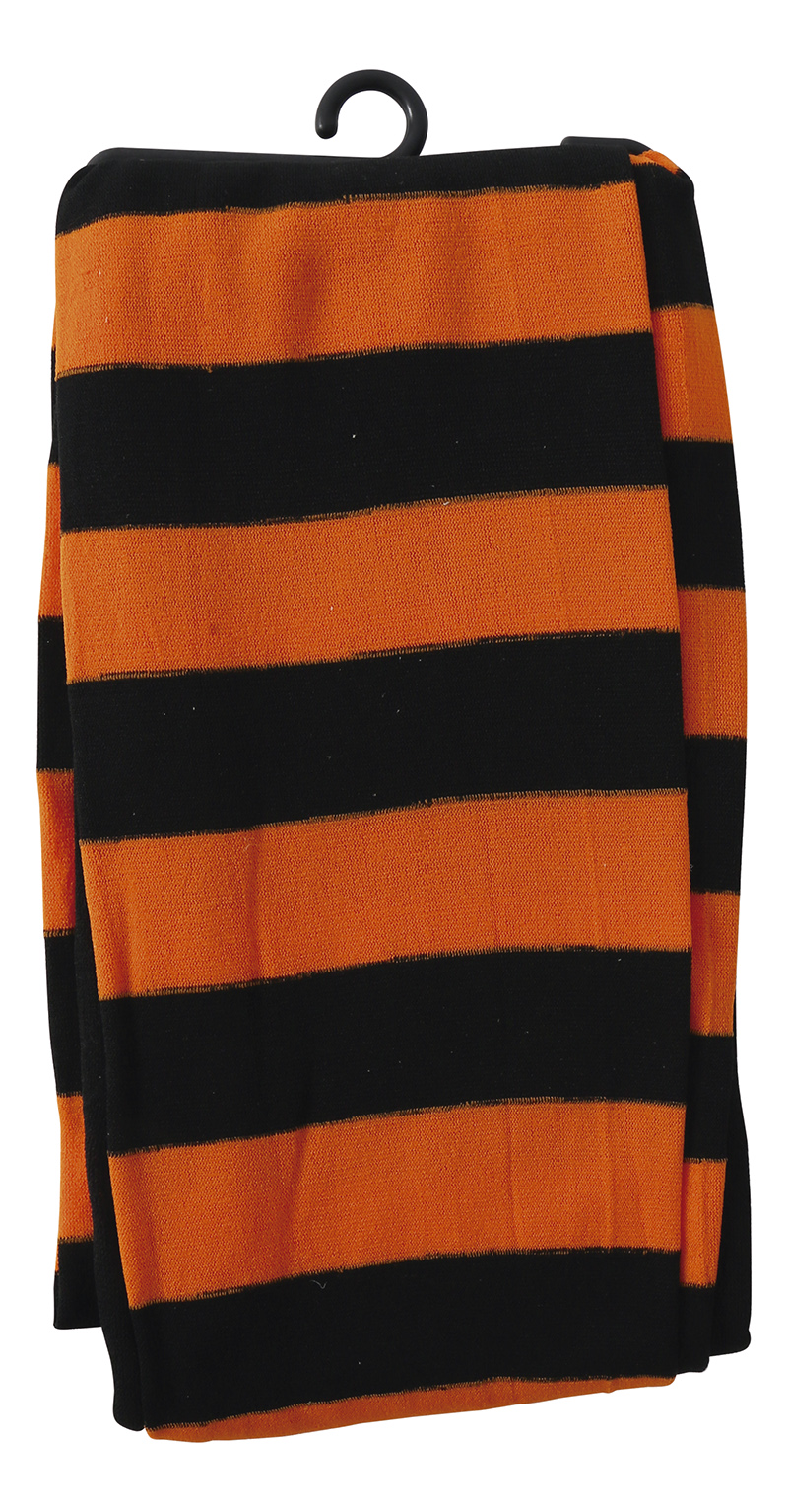 Calze Collant Rigati Arancio Neri Tg Unica Adulto Accessorio Travestimento Halloween - 17157