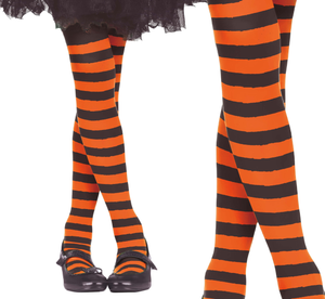 Calze Collant Rigati Arancio Neri per Bambini Accessorio Halloween Carnevale - 1716