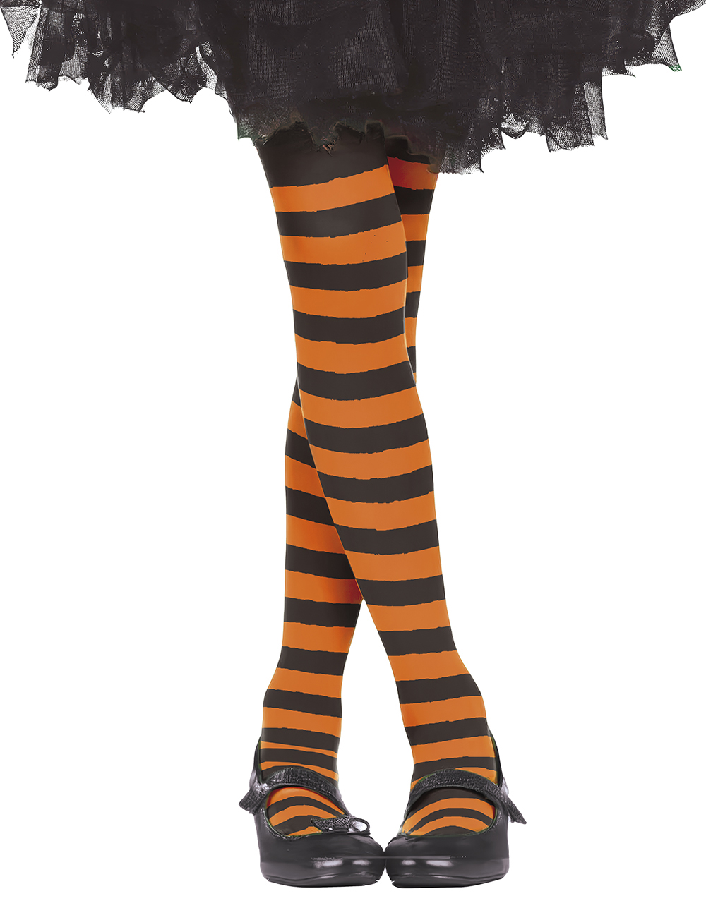 Calze Collant Rigati Arancio Neri per Bambini Accessorio Halloween Carnevale - 1716