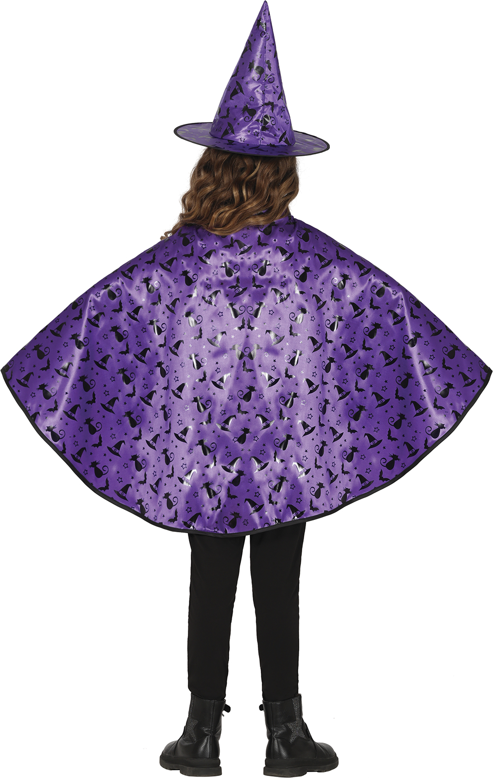 Set Travestimento Strega Cappello Mantello 50 CM Accessori Carnevale Halloween - 19008