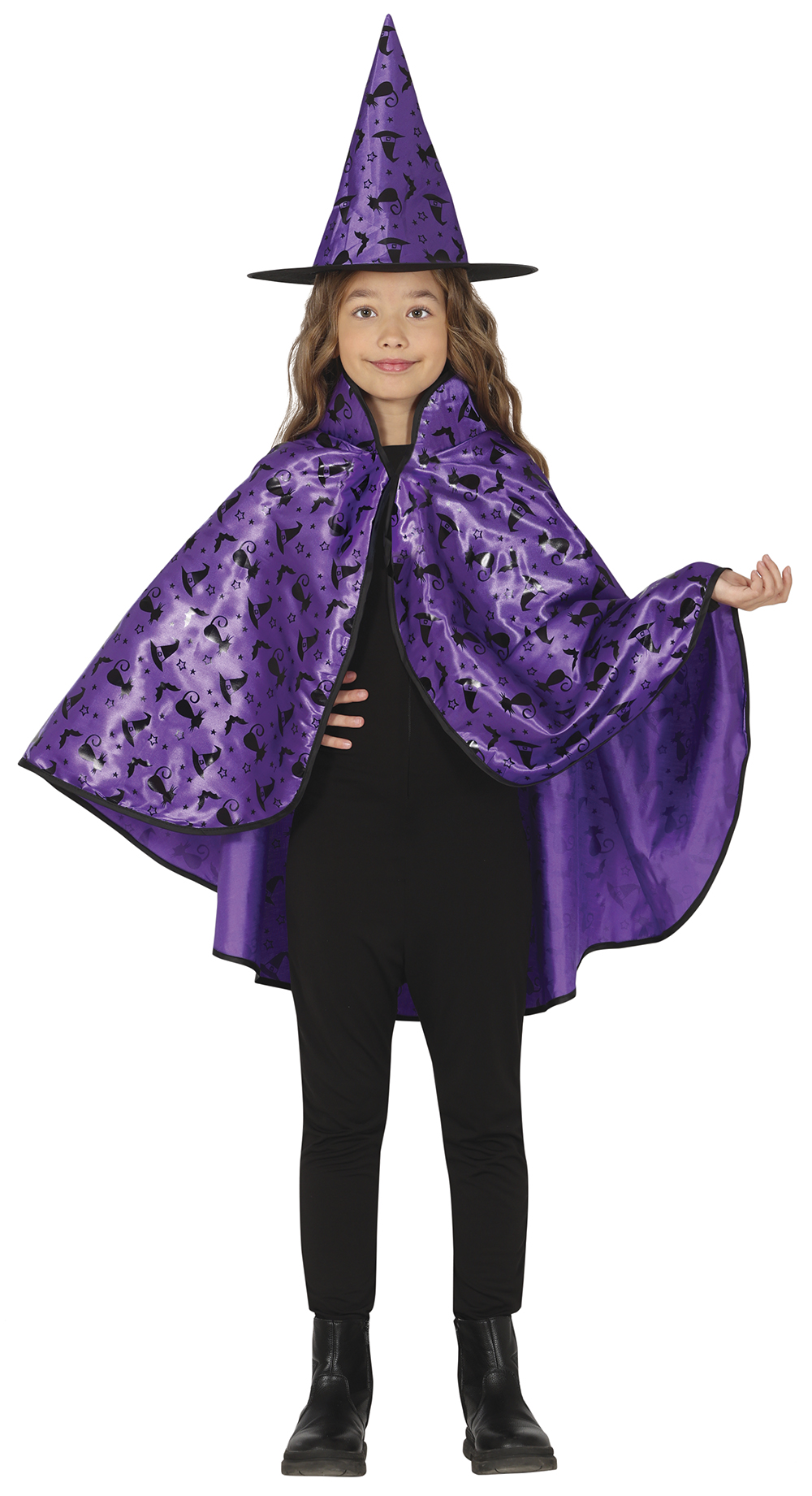 Set Travestimento Strega Cappello Mantello 50 CM Accessori Carnevale Halloween - 19008