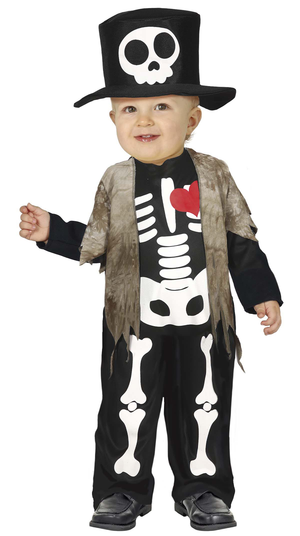 Costume Vestito Lil Skeleton Travestimento Scheletro per Bambini Halloween Carnevale Cosplay