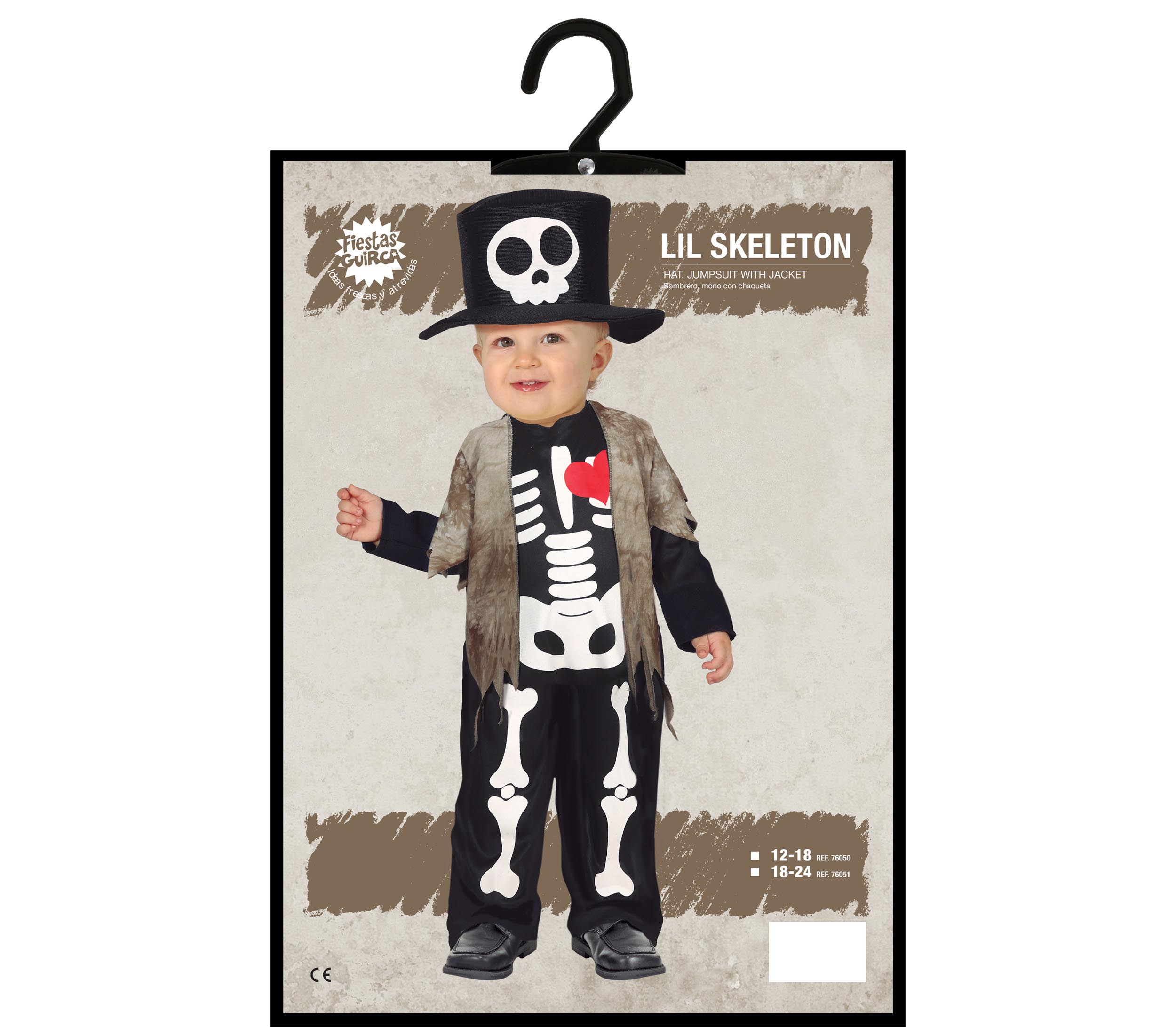 Costume Vestito Lil Skeleton Travestimento Scheletro per Bambini Halloween Carnevale Cosplay