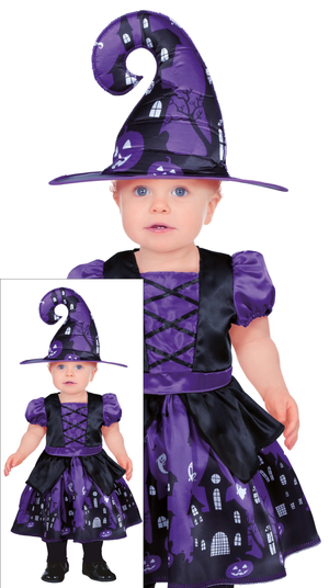Costume Vestito Purple Witch Travestimento Strega per Bambini Halloween Carnevale Cosplay