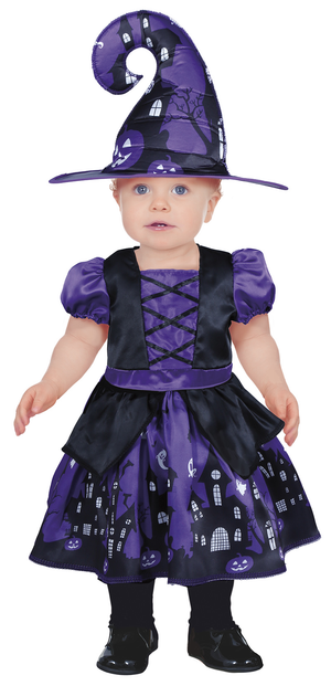 Costume Vestito Purple Witch Travestimento Strega per Bambini Halloween Carnevale Cosplay