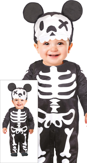 Costume Vestito Mousy Skeleton Travestimento Scheletro Topolino per Bambini Halloween Carnevale Cosplay
