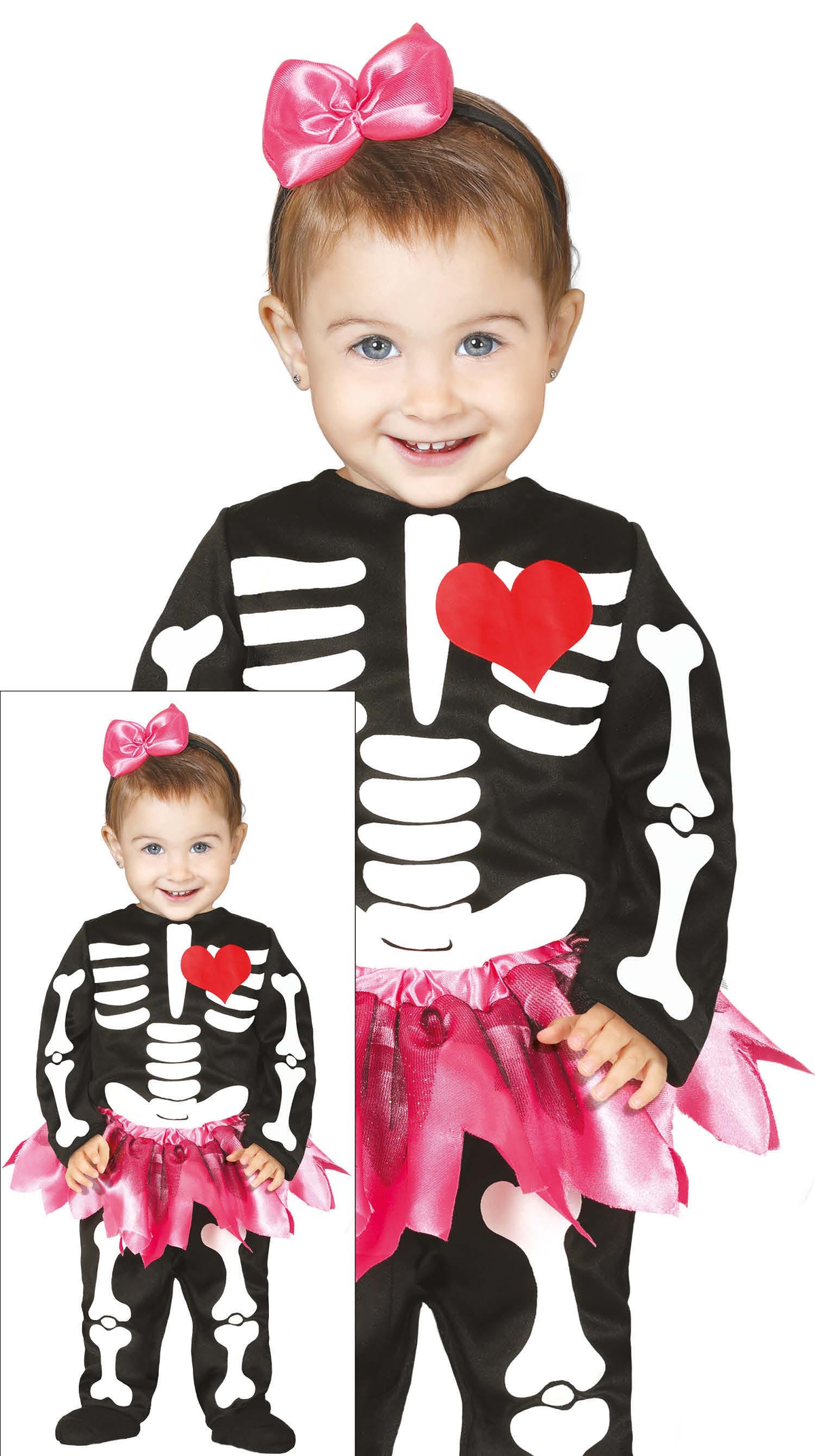 Costume Vestito Skeleton Travestimento Scheletro Minnie per Bambini Halloween Carnevale Cosplay