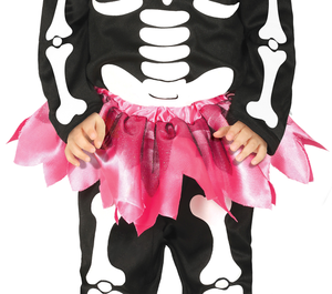 Costume Vestito Skeleton Travestimento Scheletro Minnie per Bambini Halloween Carnevale Cosplay
