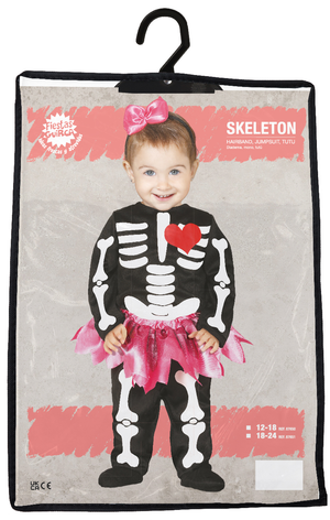 Costume Vestito Skeleton Travestimento Scheletro Minnie per Bambini Halloween Carnevale Cosplay