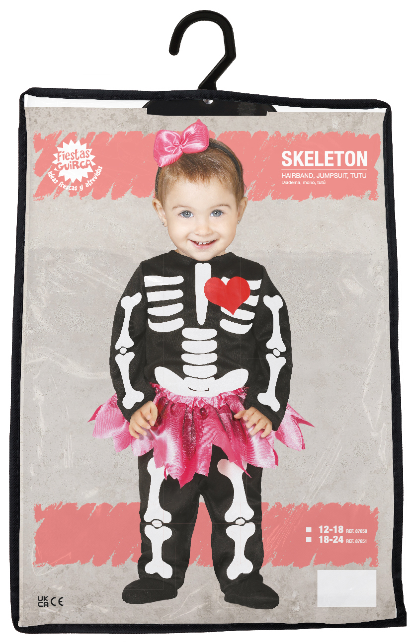 Costume Vestito Skeleton Travestimento Scheletro Minnie per Bambini Halloween Carnevale Cosplay