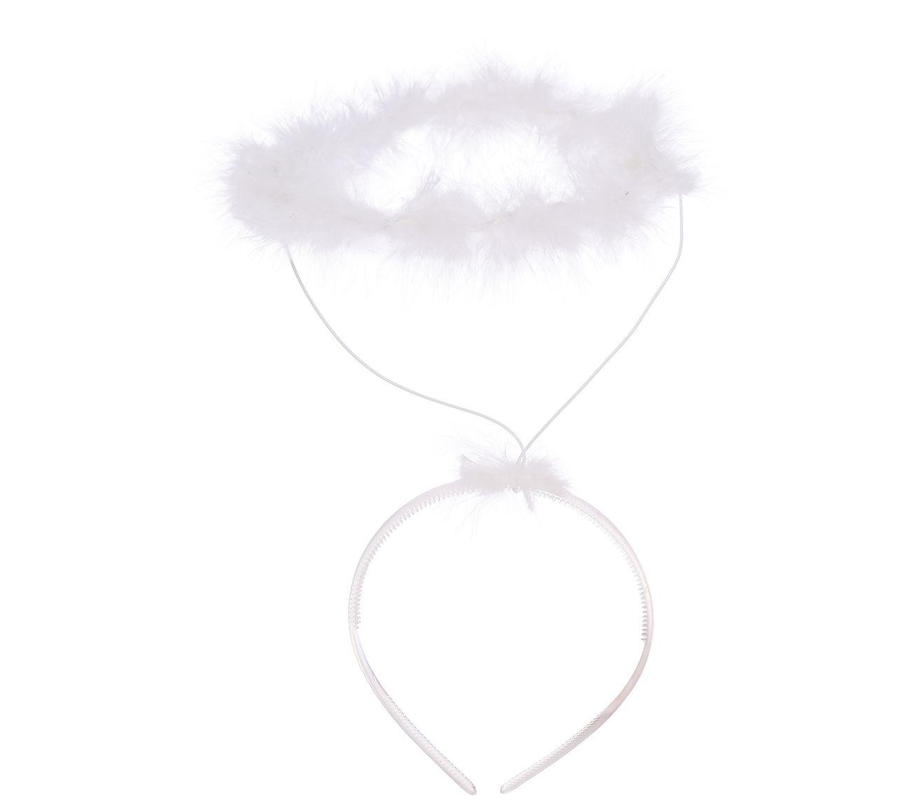 Cerchietto con Aureola in Marabou Bianco Accessori per Abito Vestito Travestimento Carnevale Halloween - 16147