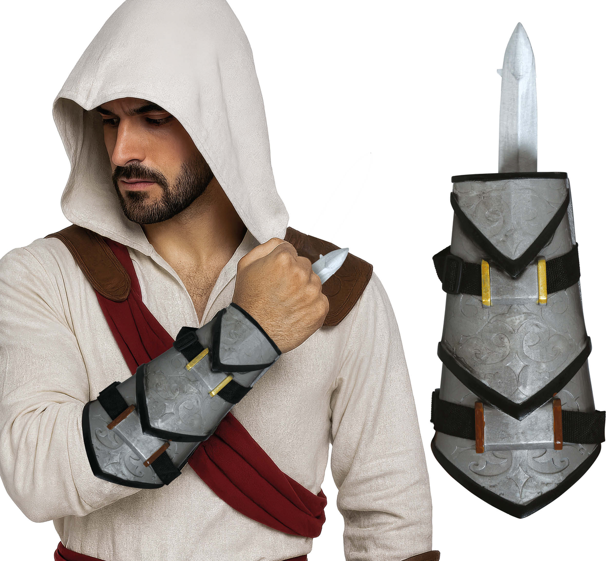 Bracciale Ninja con Pugnale Retrattile Accessorio Travestimento Carnevale Cosplay Assassin's Creed - 46202