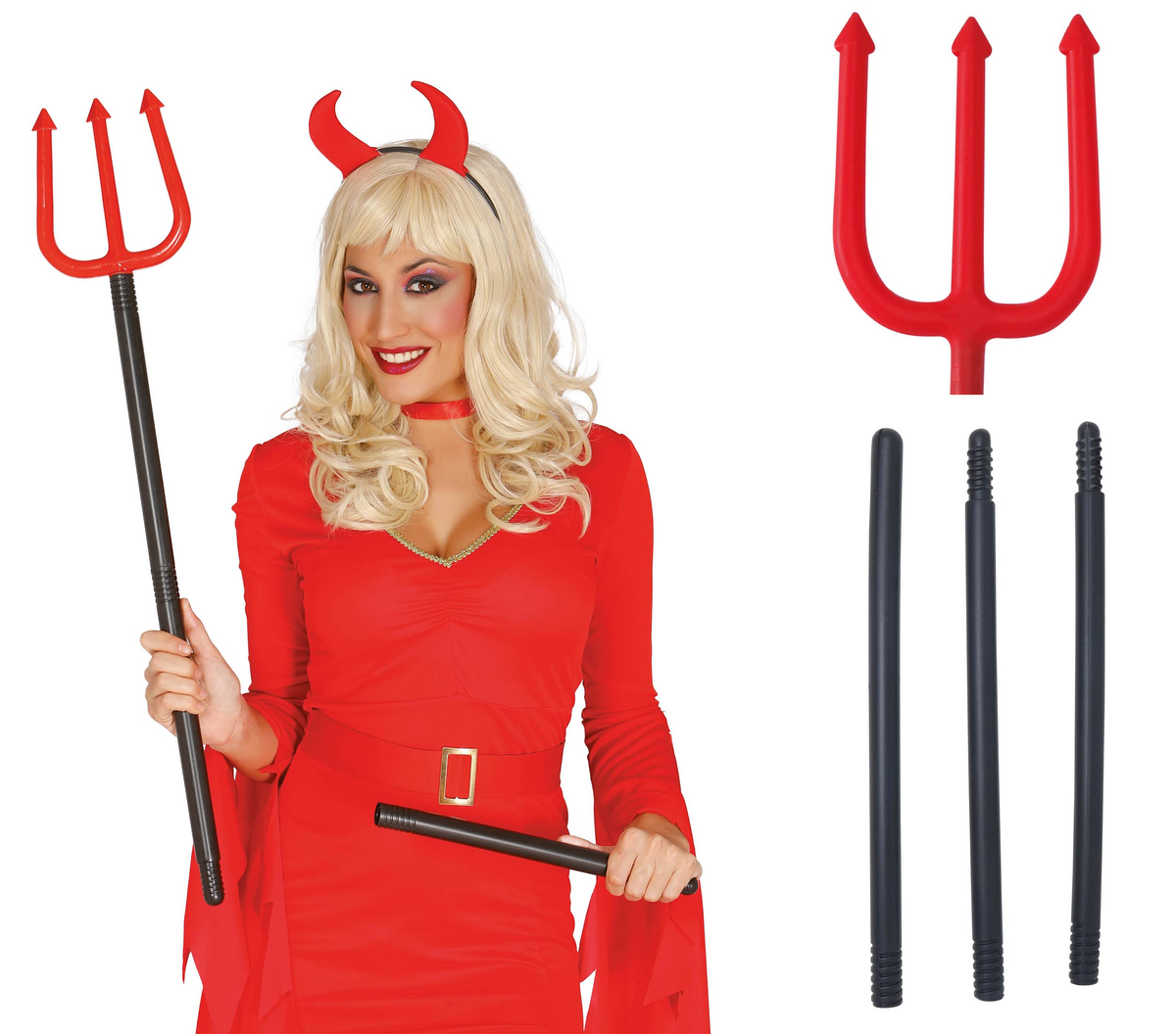 Tridente Smontabile 100 CM Accessori Diavolo per Abito Vestito Travestimento Carnevale Halloween - 18513