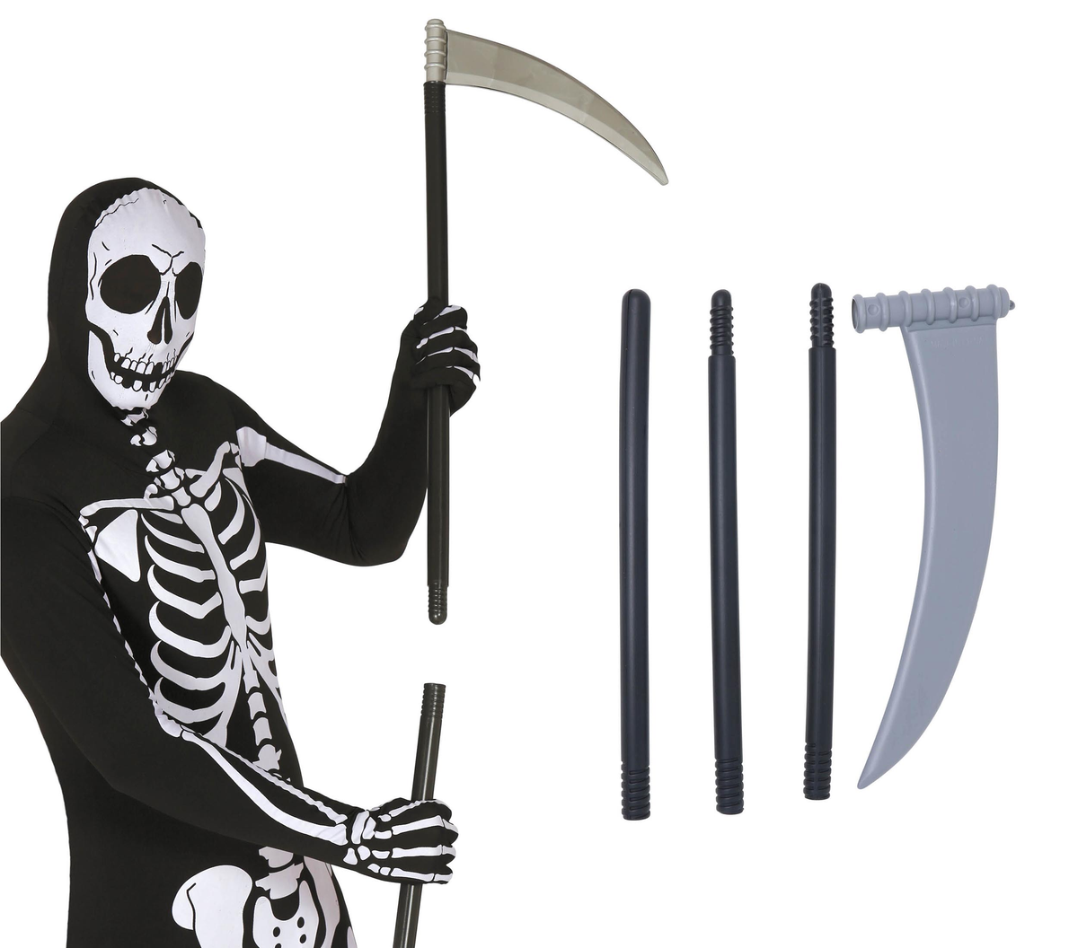 Falce Smontabile 100 CM Accessori Diavolo per Abito Vestito Travestimento Carnevale Halloween - 18514