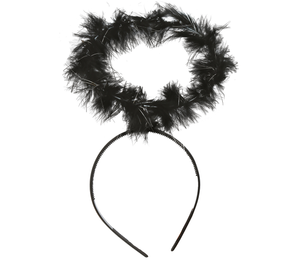 Cerchietto con Aureola in Marabou Nero Accessori per Abito Vestito Travestimento Carnevale Halloween - 16148