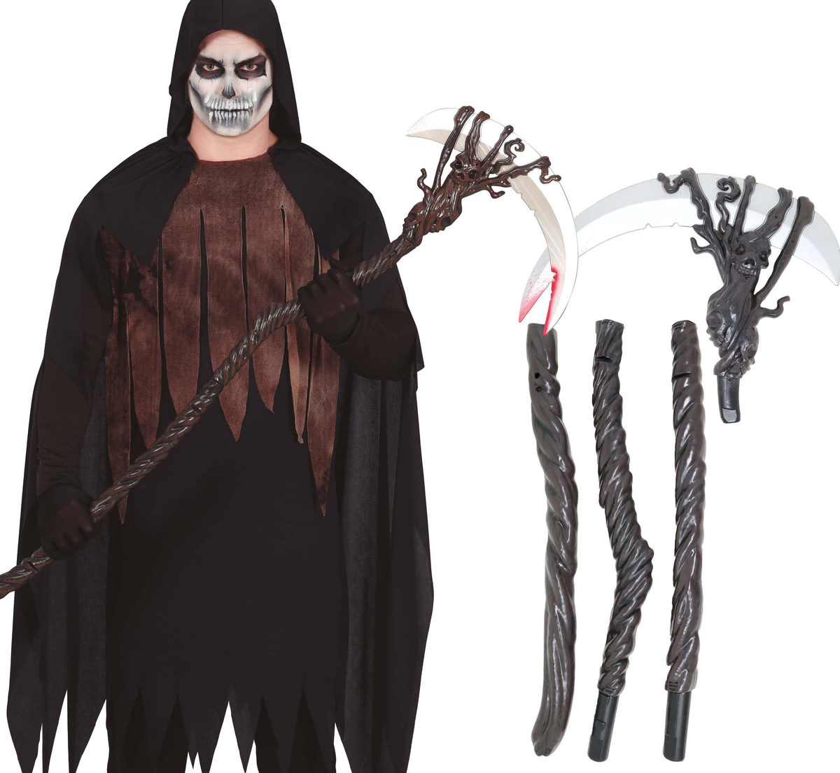 Falce Insanguinata Smontabile 150 CM Accessori per Abito Vestito Travestimento Carnevale Halloween - 24273
