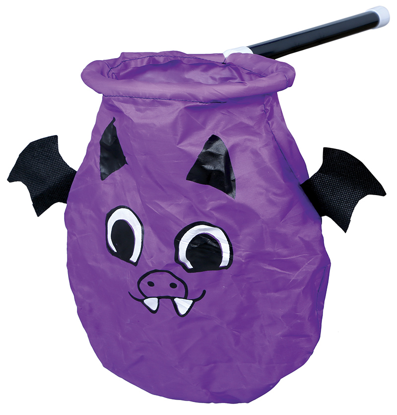 Cestino Dolcetto O Scherzetto Pipistrello con Asta 50 CM Accessori Halloween Carnevale - 24681