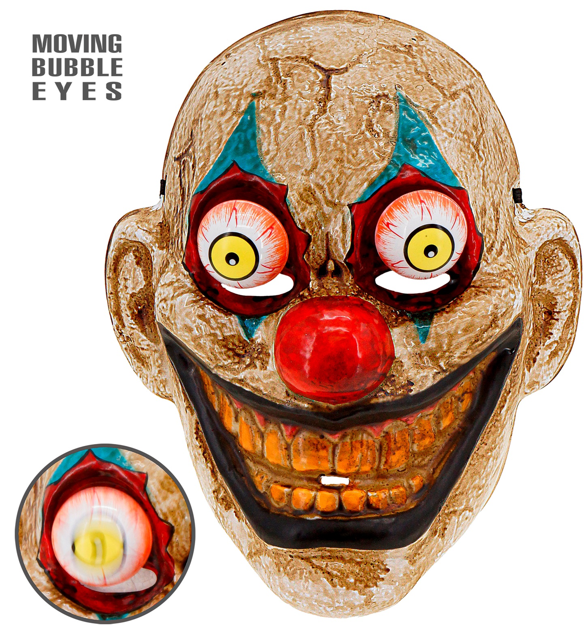 Maschera Clown con Occhi Spalancati Accessorio Travestimento Halloween Cosplay- 30303