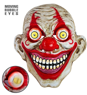 Maschera Clown Horror con Occhi Accessorio Travestimento Halloween Cosplay- 30304