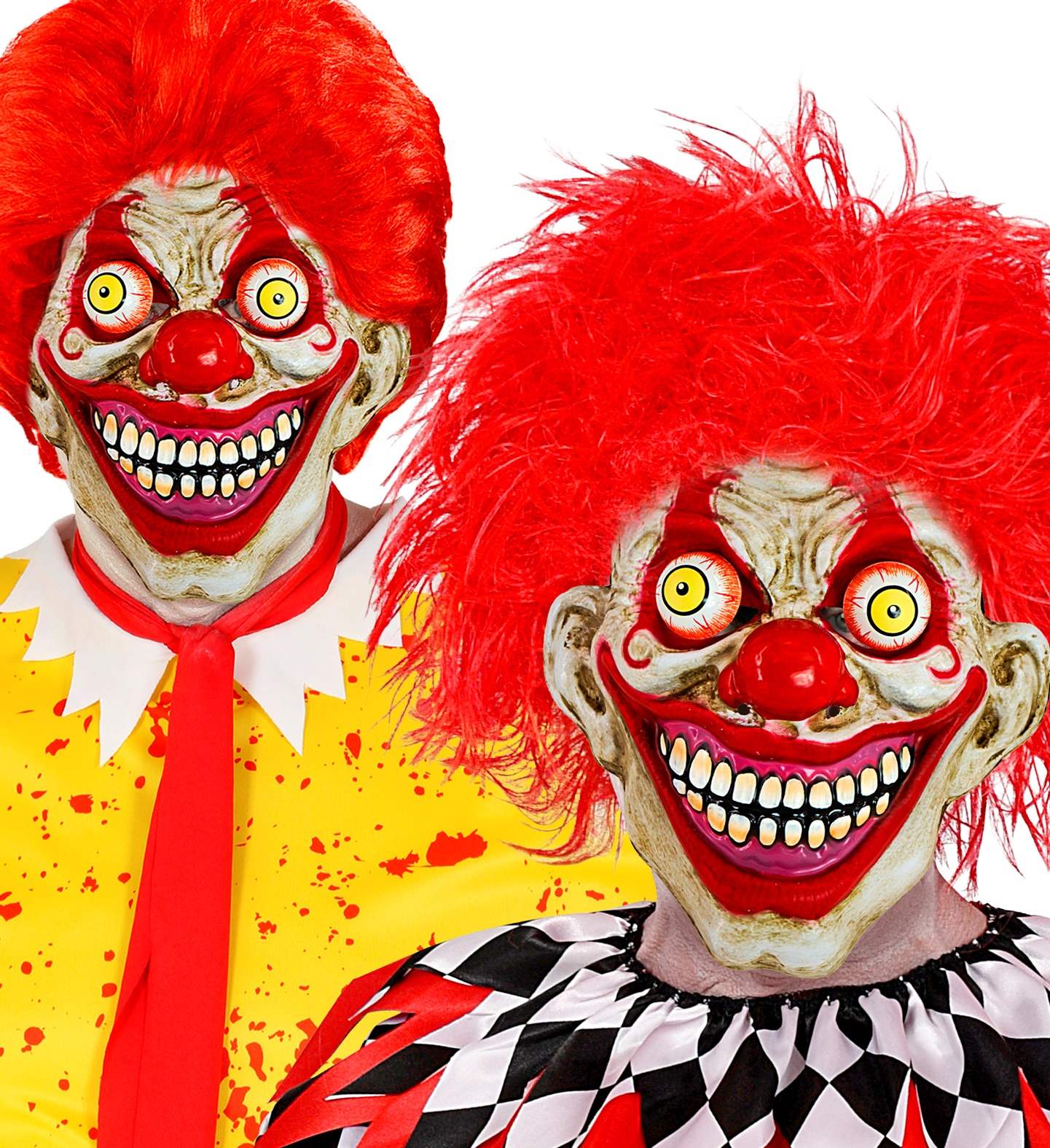 Maschera Clown Horror con Occhi Accessorio Travestimento Halloween Cosplay- 30304
