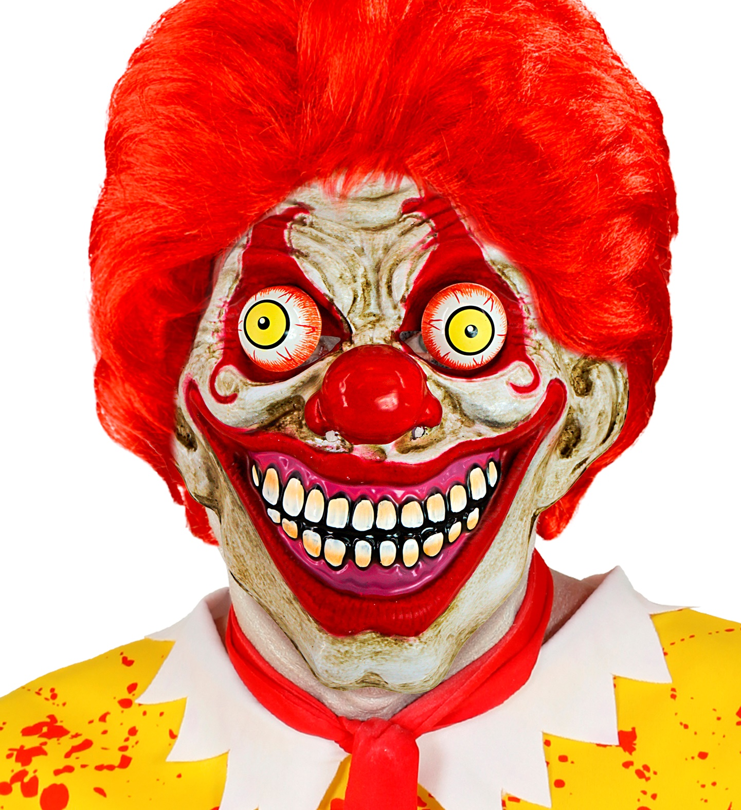 Maschera Clown Horror con Occhi Accessorio Travestimento Halloween Cosplay- 30304