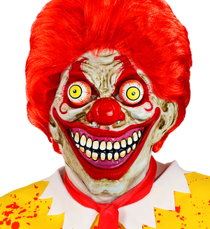 Maschera Clown Horror con Occhi Accessorio Travestimento Halloween Cosplay- 30304