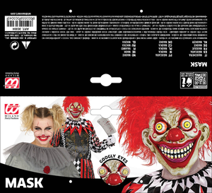 Maschera Clown Horror con Occhi Accessorio Travestimento Halloween Cosplay- 30304
