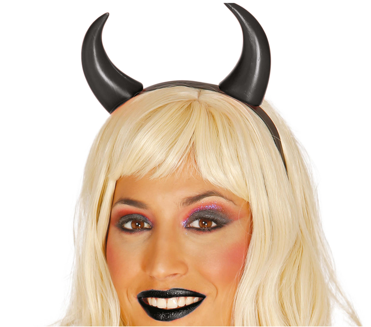 Cerchietto con Corna Nere Accessori per Abito Vestito Travestimento Carnevale Halloween - 26129