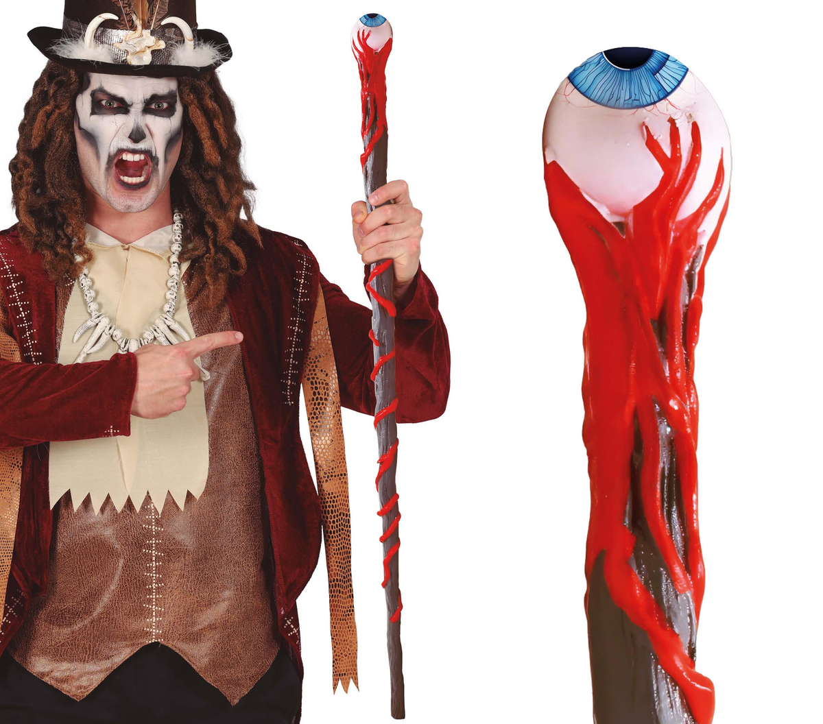 Bastone con Occhio 90 CM Smontabile Accessori per Abito Vestito Travestimento Carnevale Halloween - 27117