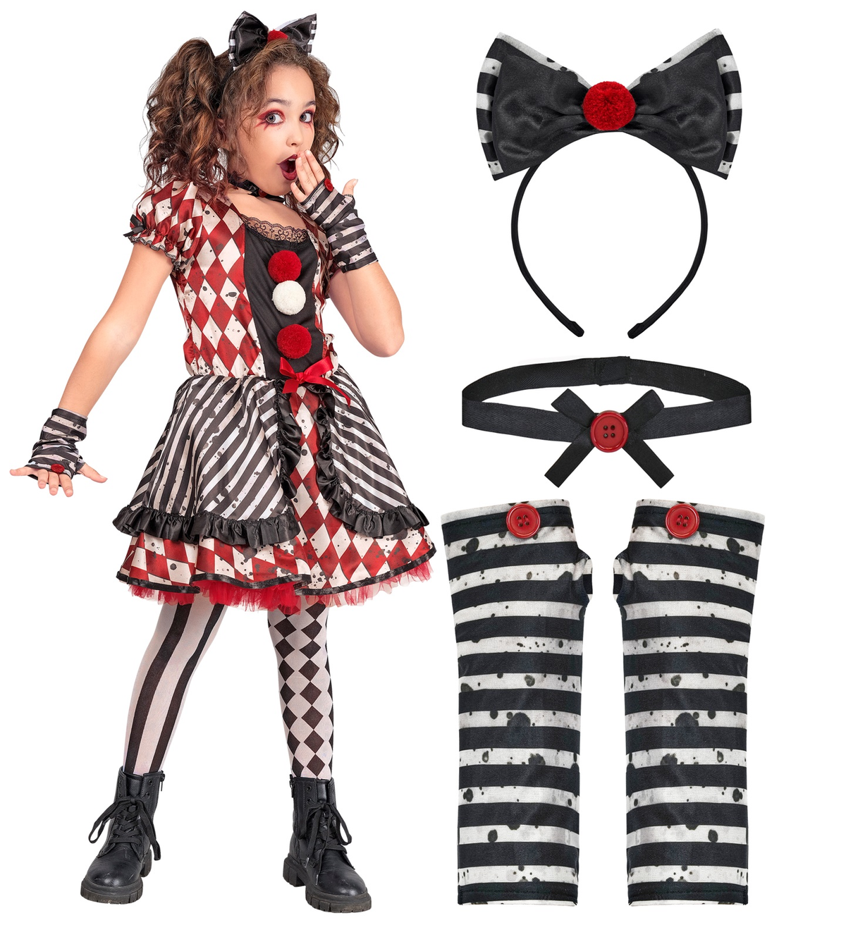 Costume Bambola Arlecchino Vestito Travestimento Carnevale Halloween Cosplay - 4270