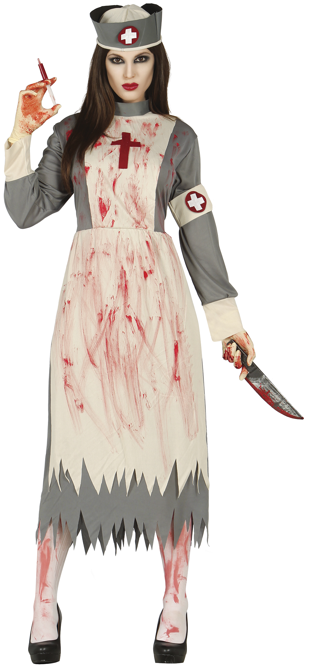 Costume Vestito Infermiera Zombie Travestimento per Adulti Halloween Carnevale Cosplay