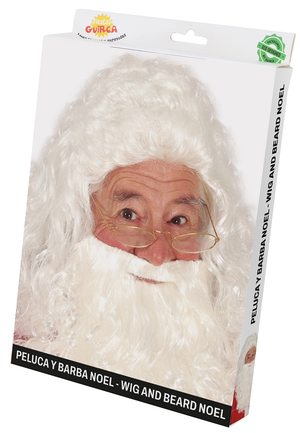 Parrucca Babbo Natale con Barba in Scatola Accessorio Travestimento Natalizio Teatrale - 4863